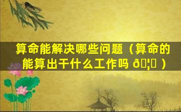 算命能解决哪些问题（算命的能算出干什么工作吗 🦍 ）